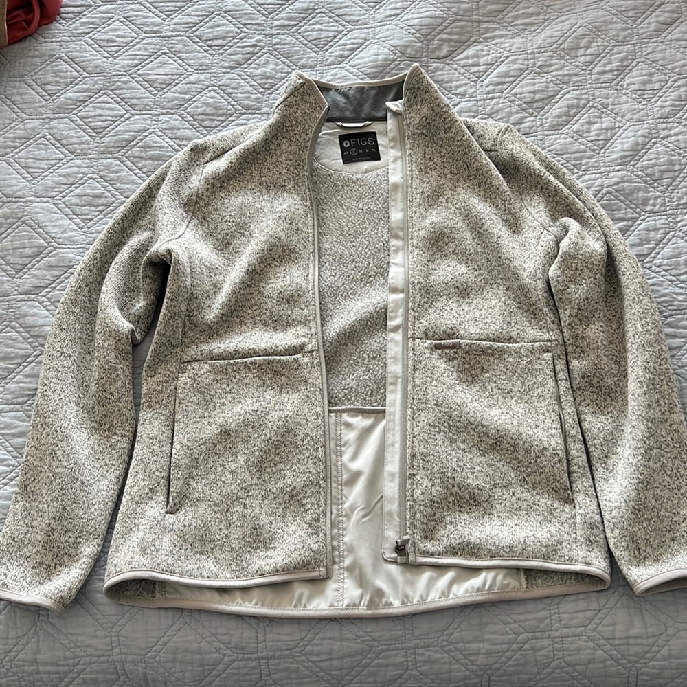 Figs On Shift Sweater Knit Jacket Heather Light Gray